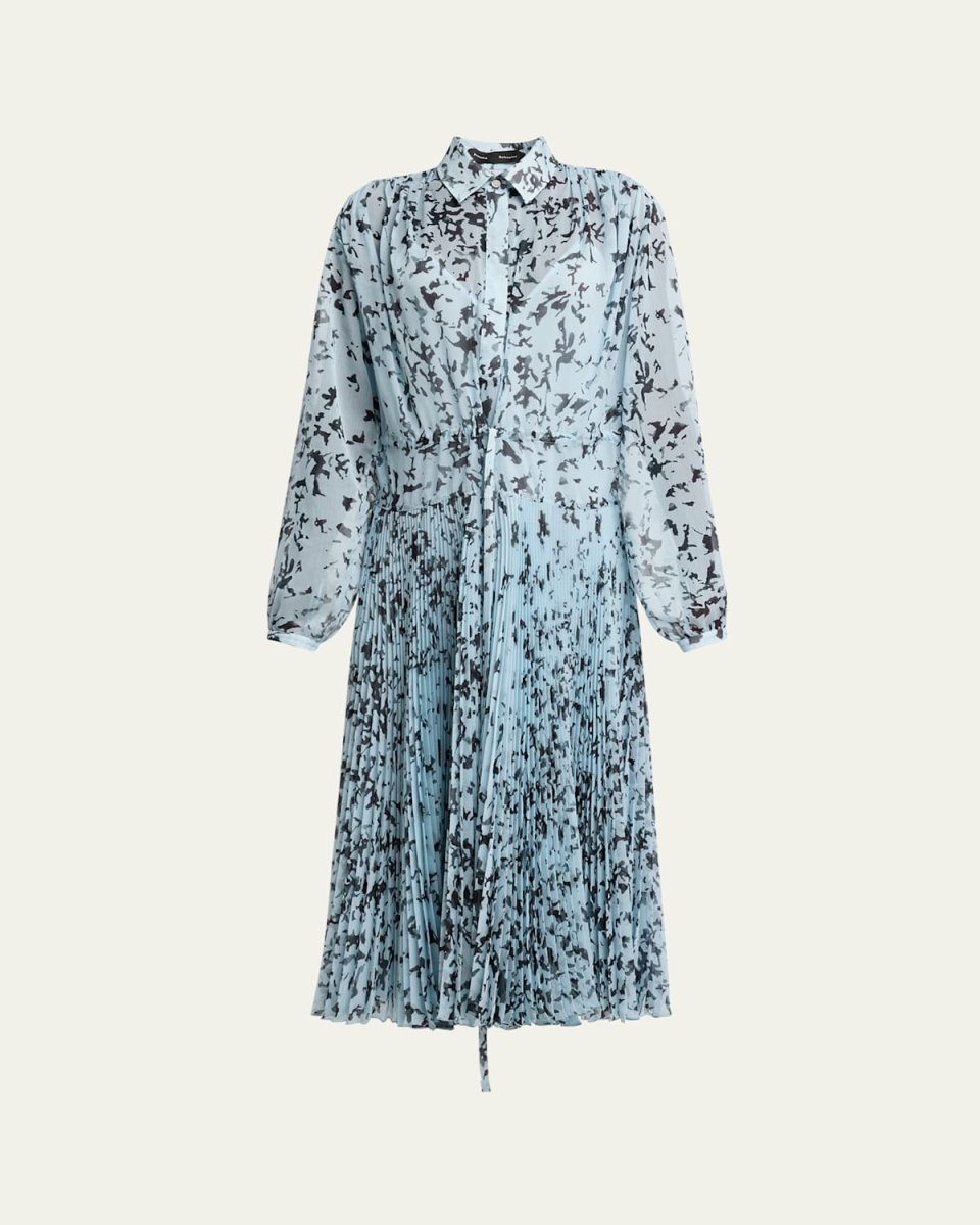 Jones Printed Crinkle Chiffon Pleated Dress